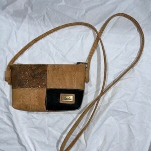 Cork and Black Crossbody Bag